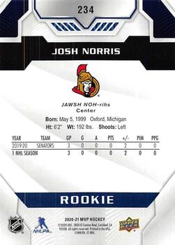 2020-21 Upper Deck MVP - Blue #234 Josh Norris Back