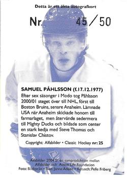 2004-05 Swedish Alfabilder Alfa Stars - Limited Autographs Blue #25 Samuel Pahlsson Back