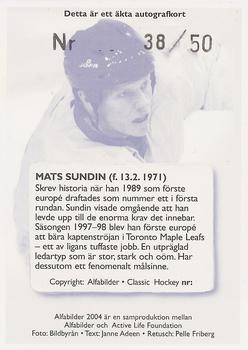 2004-05 Swedish Alfabilder Alfa Stars - Limited Autographs Blue #29 Mats Sundin Back
