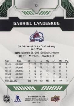 2020-21 Upper Deck MVP - Green Script #6 Gabriel Landeskog Back