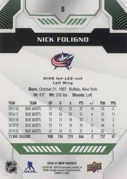 2020-21 Upper Deck MVP - Green Script #8 Nick Foligno Back