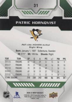 2020-21 Upper Deck MVP - Green Script #31 Patric Hornqvist Back