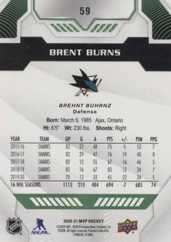2020-21 Upper Deck MVP - Green Script #59 Brent Burns Back