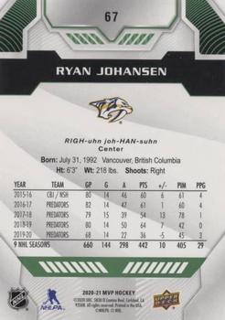 2020-21 Upper Deck MVP - Green Script #67 Ryan Johansen Back
