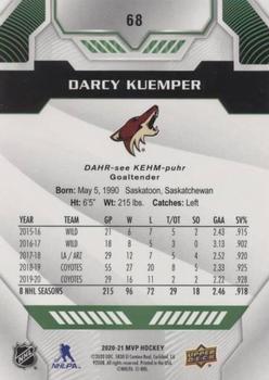 2020-21 Upper Deck MVP - Green Script #68 Darcy Kuemper Back