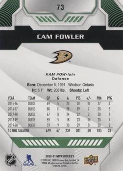 2020-21 Upper Deck MVP - Green Script #73 Cam Fowler Back