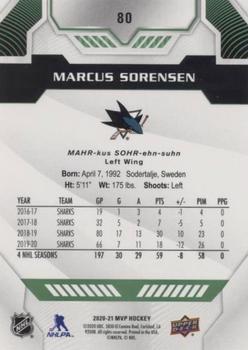 2020-21 Upper Deck MVP - Green Script #80 Marcus Sorensen Back