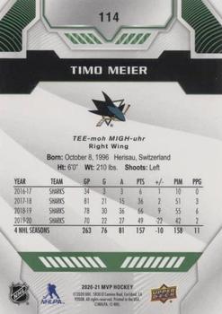 2020-21 Upper Deck MVP - Green Script #114 Timo Meier Back