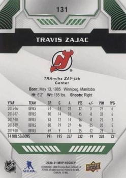 2020-21 Upper Deck MVP - Green Script #131 Travis Zajac Back