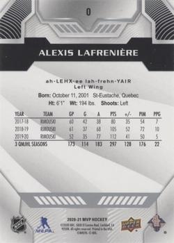 2020-21 Upper Deck MVP - Silver Script Achievement #0 Alexis Lafreniere Back