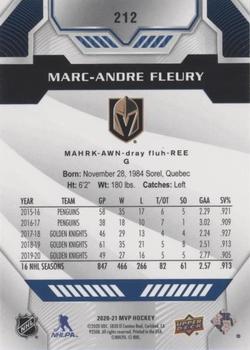 2020-21 Upper Deck MVP - Puzzle Backs Blue Script Achievement #212 Marc-Andre Fleury Back