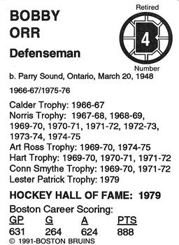 1991-92 Sports Action Boston Bruins Legends #20 Bobby Orr Back