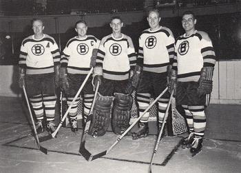 1991-92 Sports Action Boston Bruins Legends #35 Bill Quackenbush / Fern Flaman / Terry Sawchuk / Bob Armstrong / Leo Bolvin Front