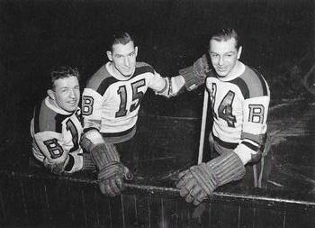 1991-92 Sports Action Boston Bruins Legends #36 Milt Schmidt / Woody Dumart / Bobby Bauer Front