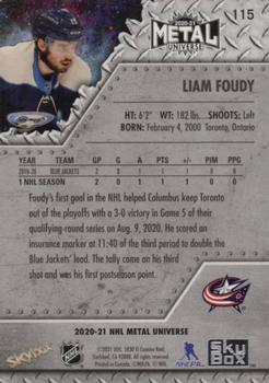 2020-21 SkyBox Metal Universe #115 Liam Foudy Back