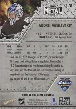 2020-21 SkyBox Metal Universe #179 Andrei Vasilevskiy Back