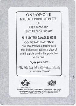 2018 Upper Deck Team Canada Juniors - Printing Plates Magenta #36 Allan McShane Back