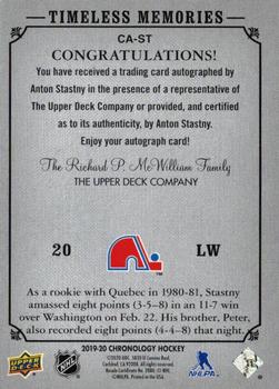 2019-20 Upper Deck Chronology - Canvas Autos Red #CA-ST Anton Stastny Back