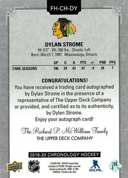 2019-20 Upper Deck Chronology - Franchise History Autographs #FH-CH-DY Dylan Strome Back