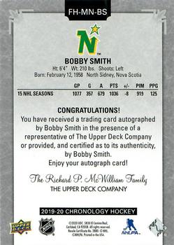 2019-20 Upper Deck Chronology - Franchise History Autographs #FH-MN-BS Bobby Smith Back