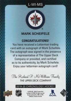 2019-20 Upper Deck Chronology - Letterman Patches Manufactured Letter Relics #L-WI-MS Mark Scheifele Back