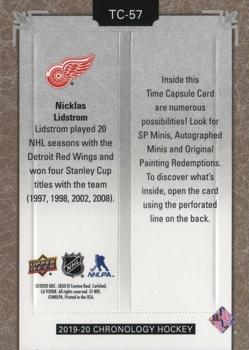 2019-20 Upper Deck Chronology - Time Capsules Rip Cards #TC-57 Nicklas Lidstrom Back