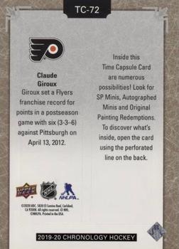 2019-20 Upper Deck Chronology - Time Capsules Rip Cards #TC-72 Claude Giroux Back