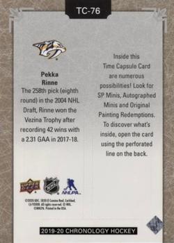 2019-20 Upper Deck Chronology - Time Capsules Rip Cards #TC-76 Pekka Rinne Back