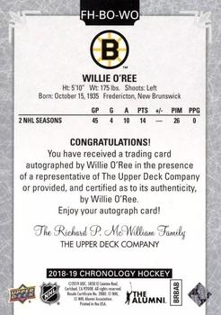 2019-20 Upper Deck Chronology - 2018-19 Upper Deck Chronology Update #FH-BO-WO Willie O'Ree Back