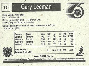 1991-92 Kraft - Black Backs #10 Gary Leeman Back