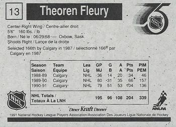 1991-92 Kraft - Black Backs #13 Theoren Fleury Back