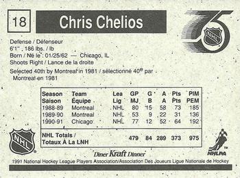 1991-92 Kraft - Black Backs #18 Chris Chelios Back