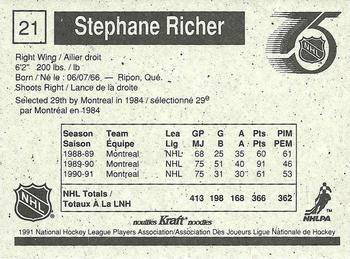 1991-92 Kraft - Black Backs #21 Stephane Richer Back