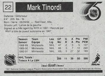 1991-92 Kraft - Black Backs #22 Mark Tinordi Back