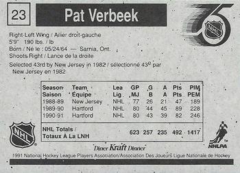1991-92 Kraft - Black Backs #23 Pat Verbeek Back