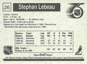 1991-92 Kraft - Black Backs #26 Stephan Lebeau Back