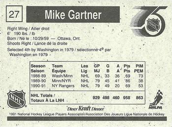 1991-92 Kraft - Black Backs #27 Mike Gartner Back