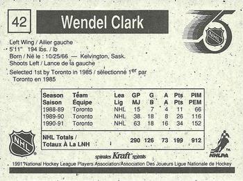 1991-92 Kraft - Black Backs #42 Wendel Clark Back