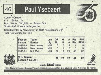 1991-92 Kraft - Black Backs #46 Paul Ysebaert Back