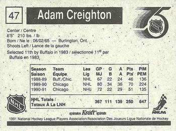 1991-92 Kraft - Black Backs #47 Adam Creighton Back