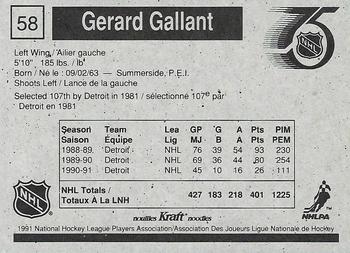 1991-92 Kraft - Black Backs #58 Gerard Gallant Back