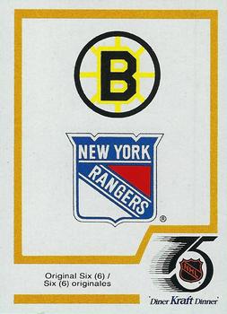 1991-92 Kraft - Black Backs #NNO Boston Bruins Logo / New York Rangers Logo Front