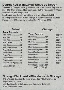 1991-92 Kraft - Black Backs #NNO Chicago Blackhawks Logo / Detroit Red Wings Logo Back