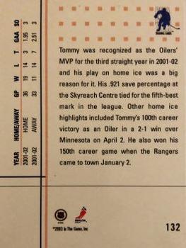2002-03 Be a Player Between the Pipes - Chicago SportsFest #132 Tommy Salo Back