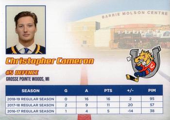 2019-20 Barrie Colts (OHL) #NNO Christopher Cameron Back