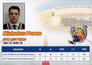 2019-20 Barrie Colts (OHL) #NNO Nicholas Porco Back
