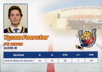 2019-20 Barrie Colts (OHL) #NNO Tyson Foerster Back