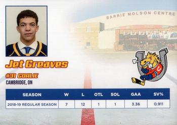 2019-20 Barrie Colts (OHL) #NNO Jet Greaves Back