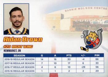2019-20 Barrie Colts (OHL) #NNO Aidan Brown Back