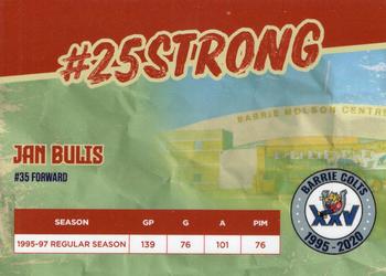 2019-20 Barrie Colts (OHL) 25th Anniversary #NNO Jan Bulis Back